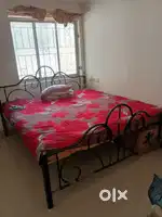 King size wrought iron bed with mattress