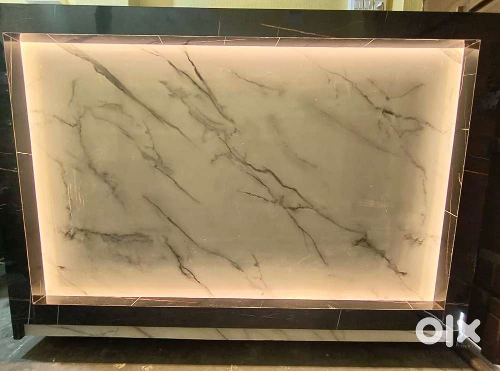 Premium Reception Cabinet / Desk – Dual-Tone Marble Finish