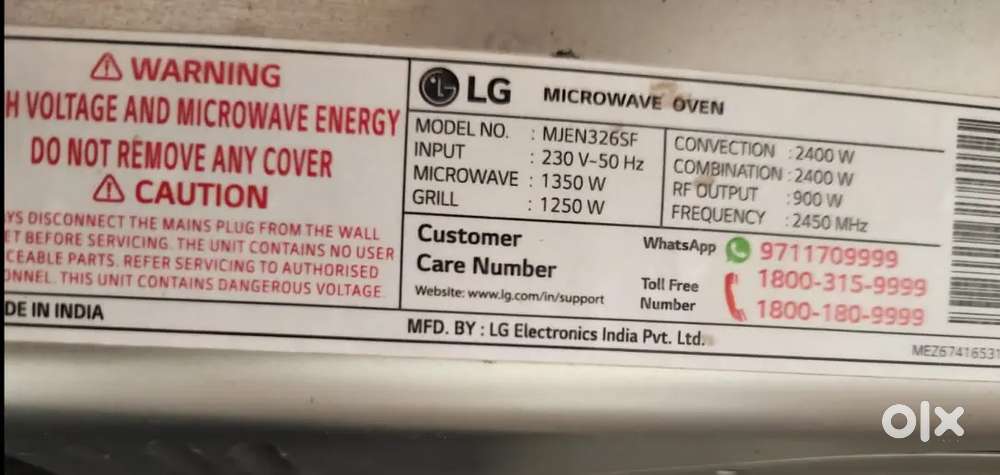 LG make Microwave with LG Service Warranty; Big Size 32Litre