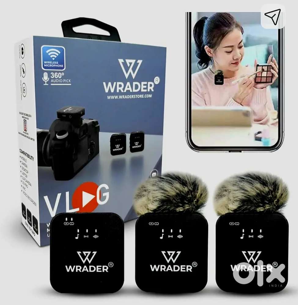 1967₹ WRADER Wireless Mic for
Camera, PC, Laptops, Mobile, GoPro, DSLR