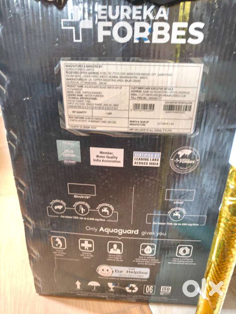 One eureka Forbes hot and cold water purifier one oil press machine