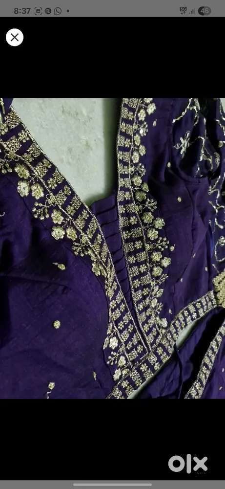 Purple  Embroidered  Lehenga Choli