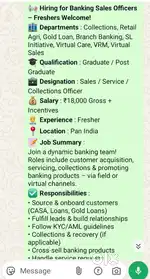 HDFC BANK (Direct Onroll) Seles/ Service/ Collection Officer