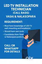LED TV Installation Technician (Call Basis) – Vasai & Nalasopara