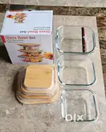 3pc Strong glass bowl set & new clothes dryer