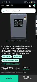 New croma Fully automatic top load washing Machine