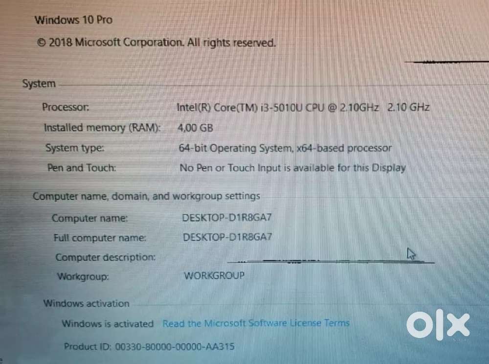 Hp laptop Intel Core i3 5th generation 4gb ram 17-inch display.. Ms