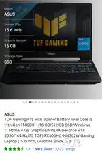 Asus Tuf 15 rtx3050