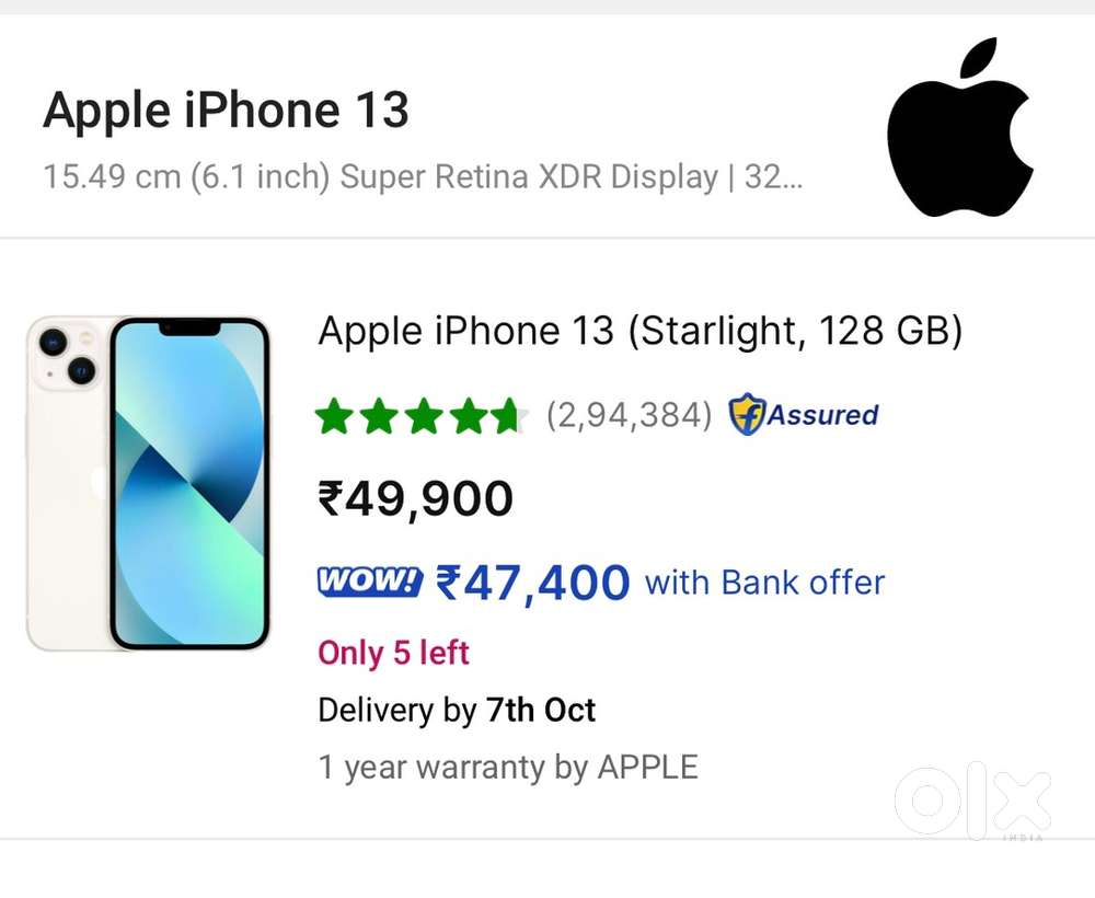 Iphone 13 Starlight Battery health 89