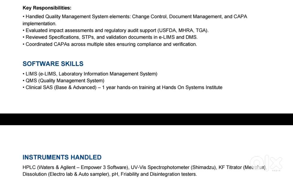 I am interested in work related to LIMS Masters / Clinical SAS