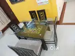 6 Seater Glass top wooden Dining Table