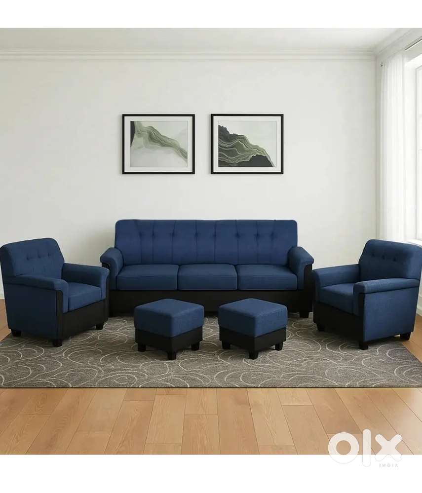 CASASTYLE Wayfolve 5 Seater 3+1+1+2Puffy Sofa -(Blue-Black)