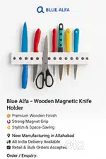 Premium wooden magnetic knife holder for (your modular kitchen)