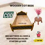 Elegant Solid Wood Cot Bed + Comfortable Mattress - Free Delivery