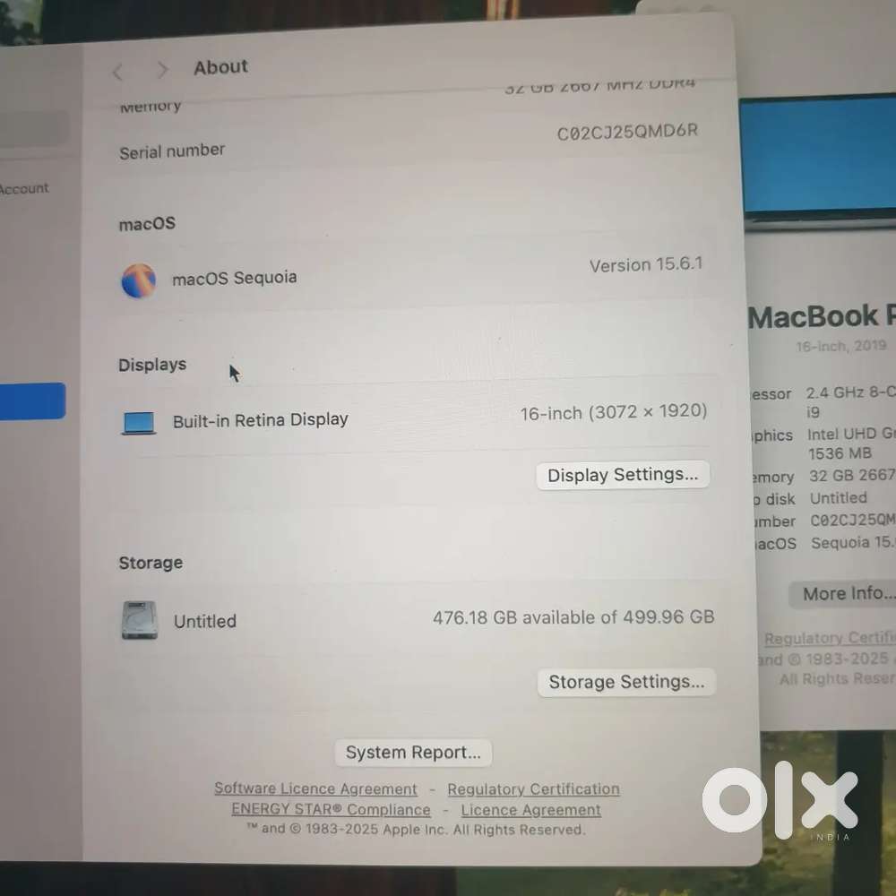 Apple macbook pro Intel core i9 9th gen