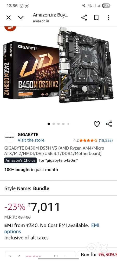 GIGABYTE B450M DS3H V3 (2 Yr waranty left)