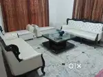 10 seater white color wooden sofa set with 2 couch
