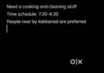 Need cooking and cleaning staff