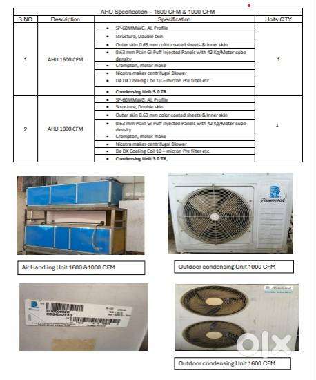 1000 CFM AHU and 1600 CFM AHU for sale