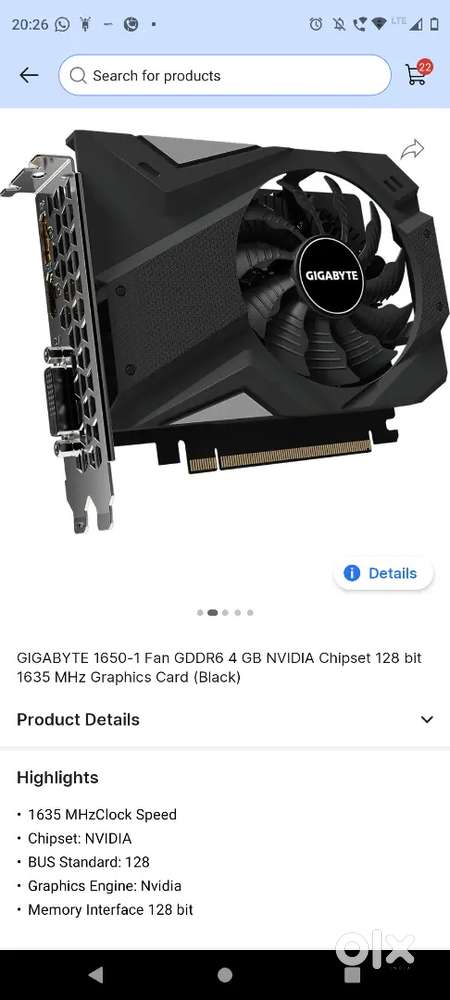 Gigabyte Graphic Card 1650 Excellent Condition