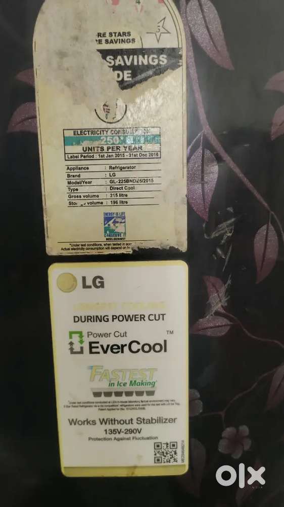 LG refrigerator 215 litre