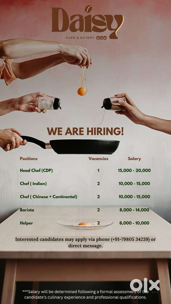 Hiring: Professional Chef & Barista with Strong Culinary Background