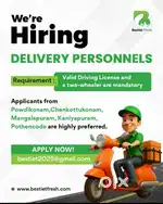 Delivery staff (girl or boy)& (supervisor 7 k  to 10 K lady staff)