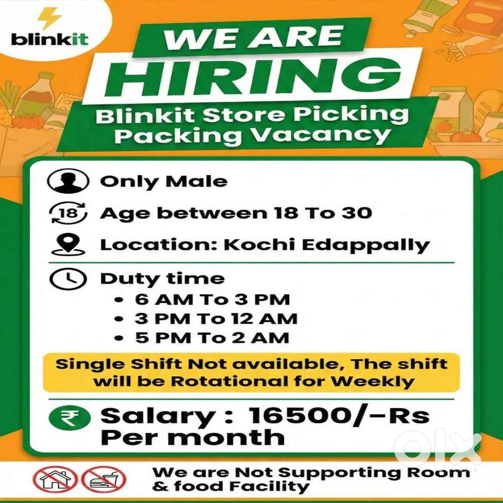 Pukkattupady Blinkit store Packing Picking vacancy