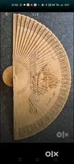 Antique Chinese artistic wall mount wooden fan