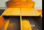 Designer King Size Wooden Double Bed with Storage Box & 2 Side Table