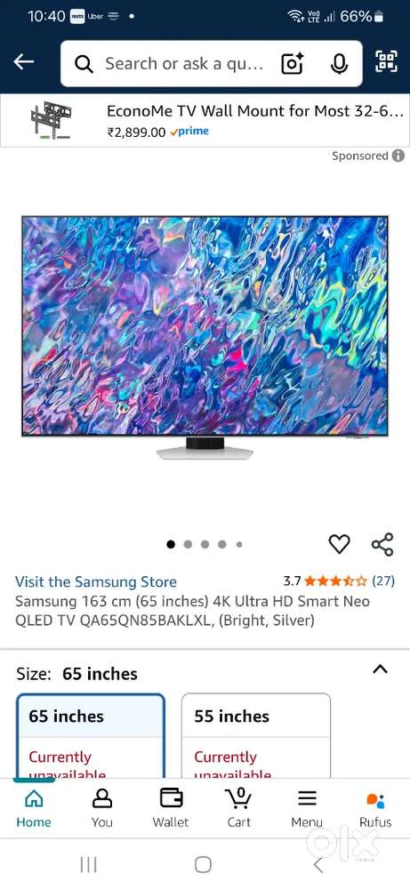 Samsung 65 inches QN85B  Neo Qled 4K ultra HD Tizen smart TV,new.