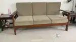 Sofa set (3 + 2) seater + 1 center table + 2 wooden chairs