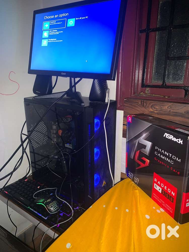 Full computer setup with monitor cpu keybord and mouse with GPU