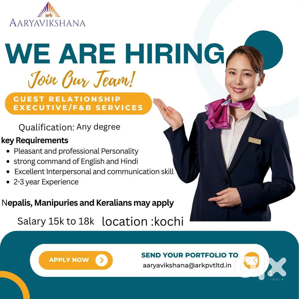 We are hiring Guest Relationship Excutive /F&B Services