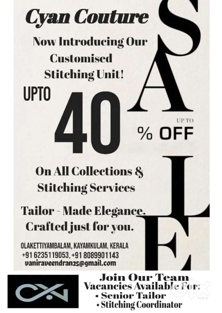 Urgent vacancy for senior tailor