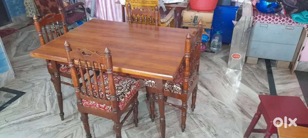 4 Seater Foldable Wooden Dining Set. (Both Side 3D Textured Sunmica)