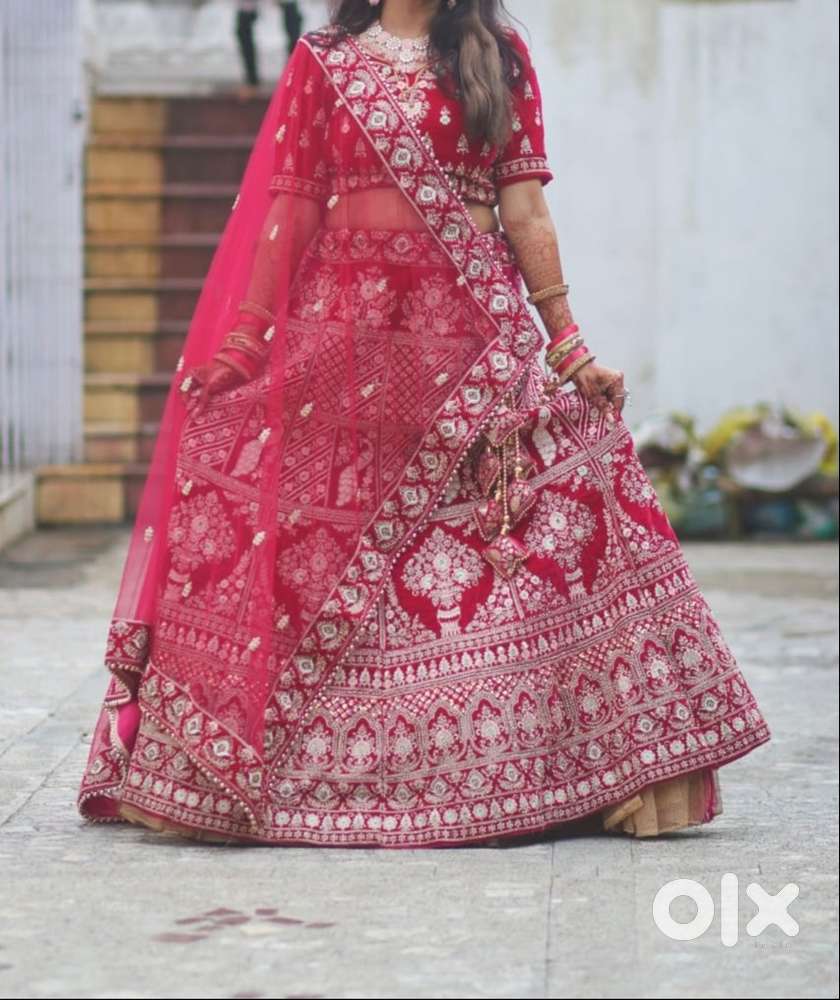 Bridal pink Embroidered Lehenga – Heavy Work, Excellent Condition