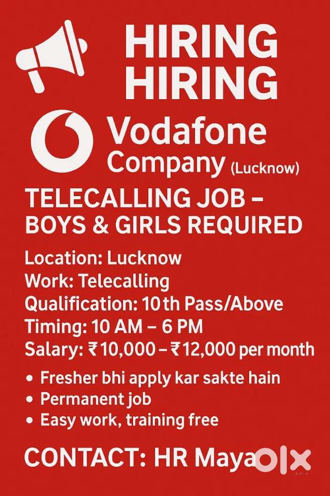 Hiring Telecalling Staff – Vodafone Company (Lucknow)