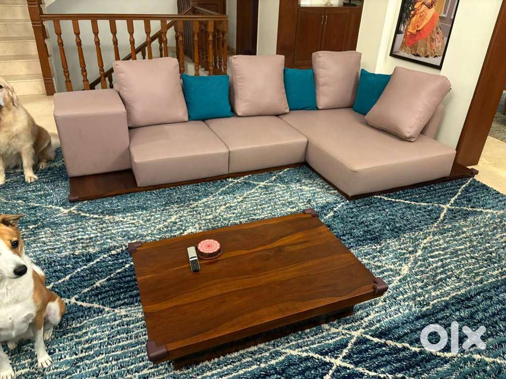 Low lying solid wood sofa set