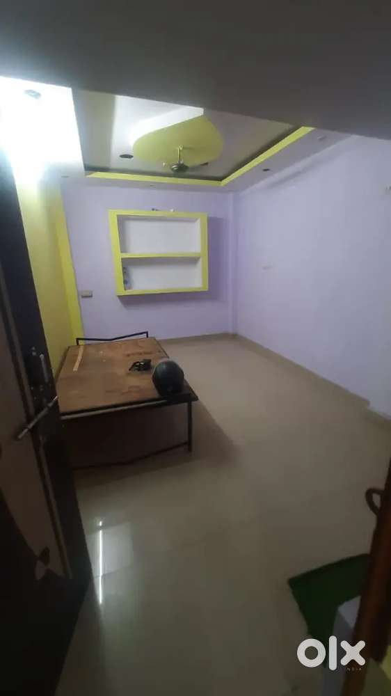 1 room kitchen bathroom with bed and fan