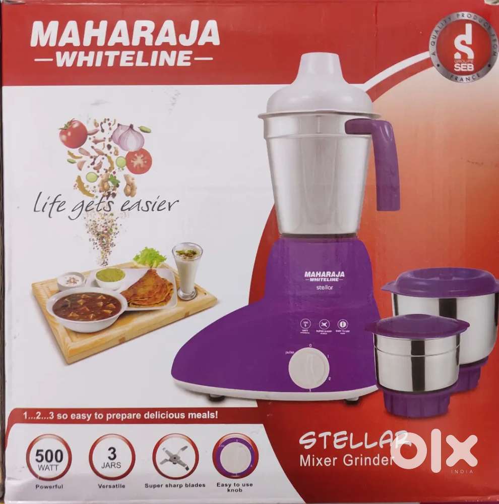 Maharaja Whiteline Stellar Mixer Grinder – 500 Watt (3 Jars)