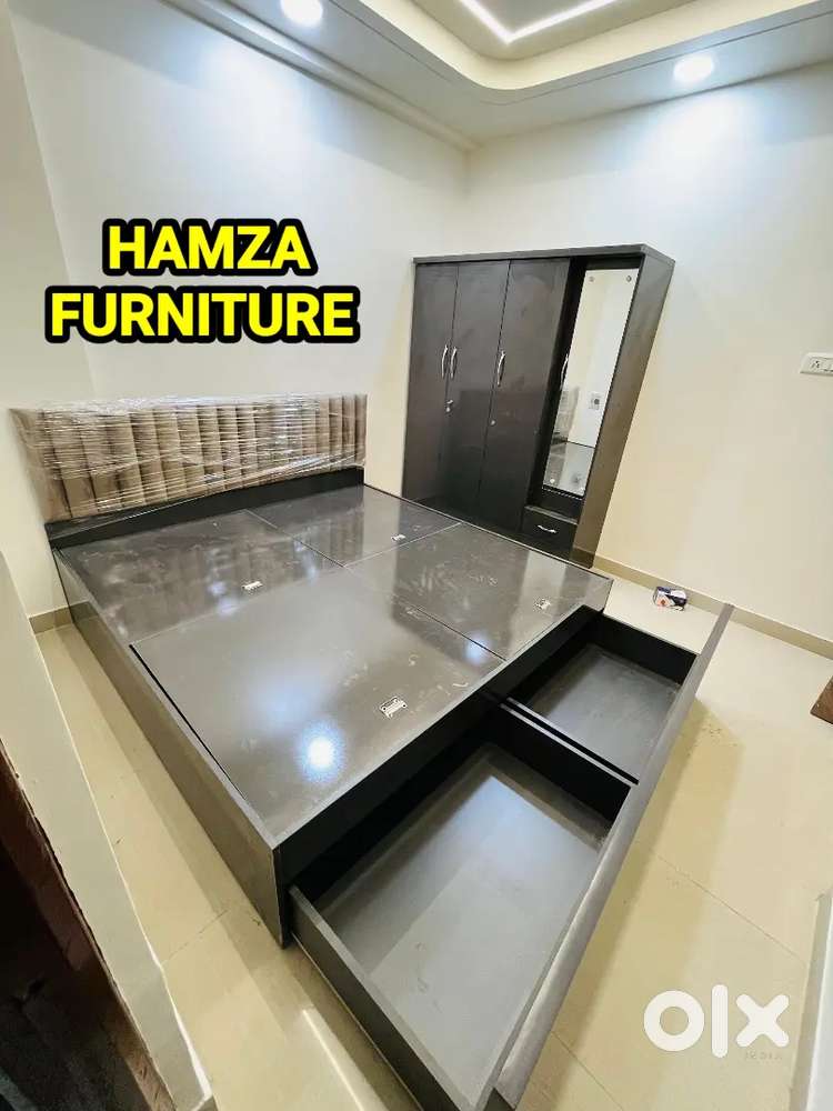 HAMZA FURNITURE NEW LOOK PARTICLE WOOD BEDROOM SET WITH STORAGE