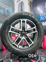 Latest Thar 5 door daimond cut wheels + MRF Tyres in mint condition