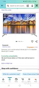 Panasonic 49 inch Led TV for sale