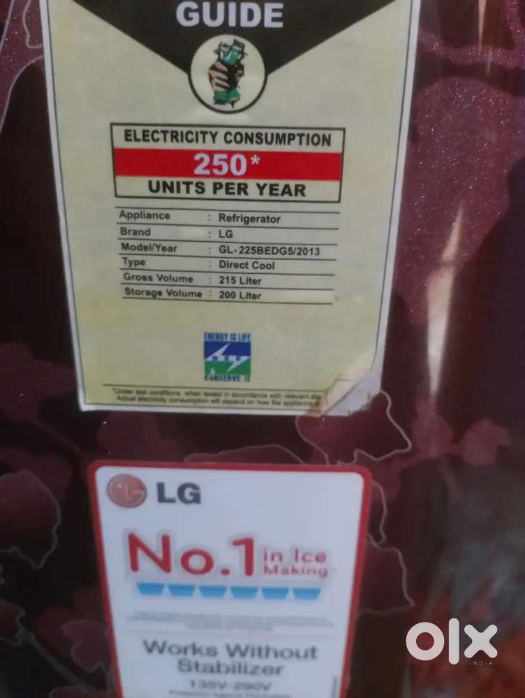 LG 215L Direct Cool Refrigerator - Excellent Condition,Maroon Color