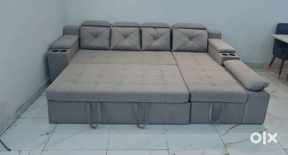 Wood l shape sofa cum bed in emi available Aliyar Arham Recliner