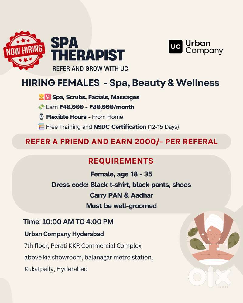 Women-Only Spa Jobs in Hyderabad – Free Training + Daily Payouts