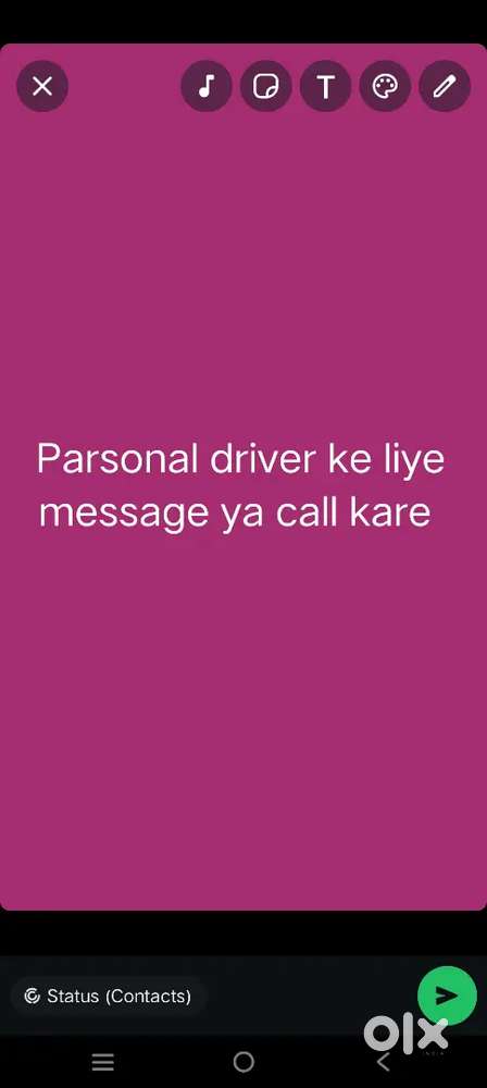 Personal driver ke liye message ya call