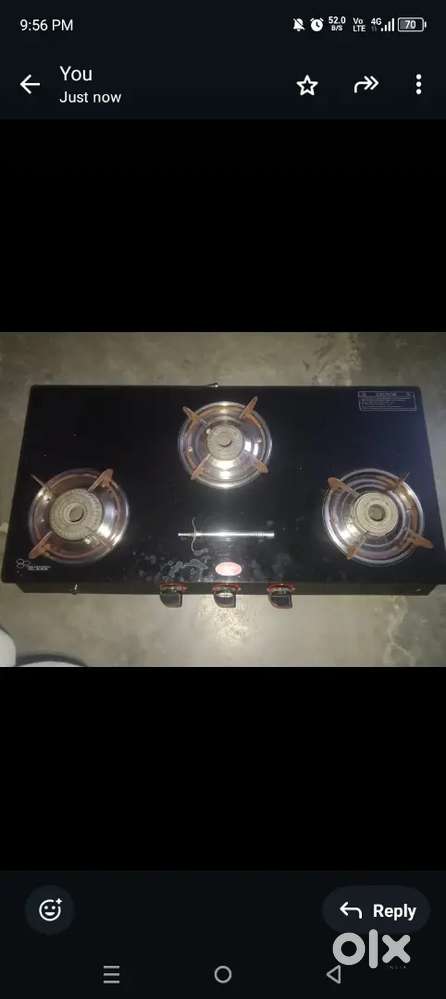 Glass gas stove 3 burners with new model