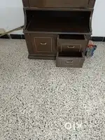 Dressing table with two drawers, one stool and shelves with door